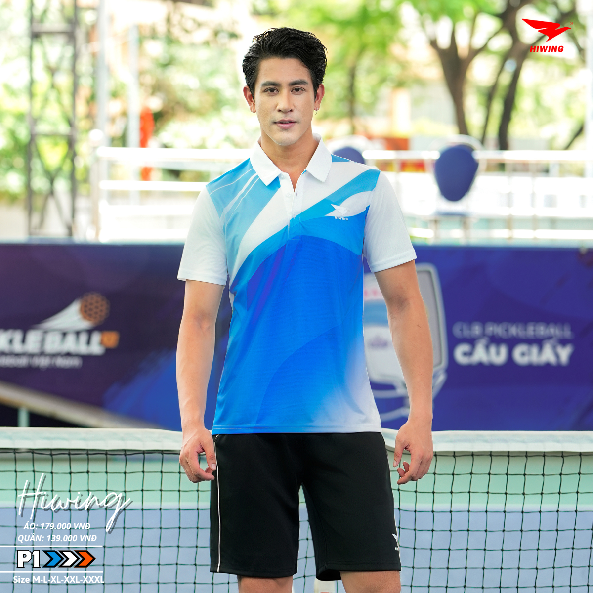 Áo cầu lông Pickleball tenis Nam Hiwing P1 Màu trắng